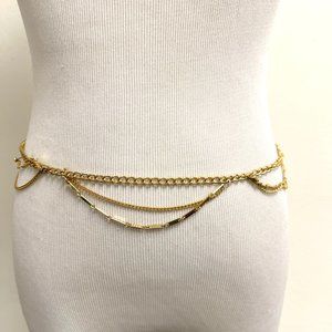 Vintage fine gold chain belt 36 fringe tassel